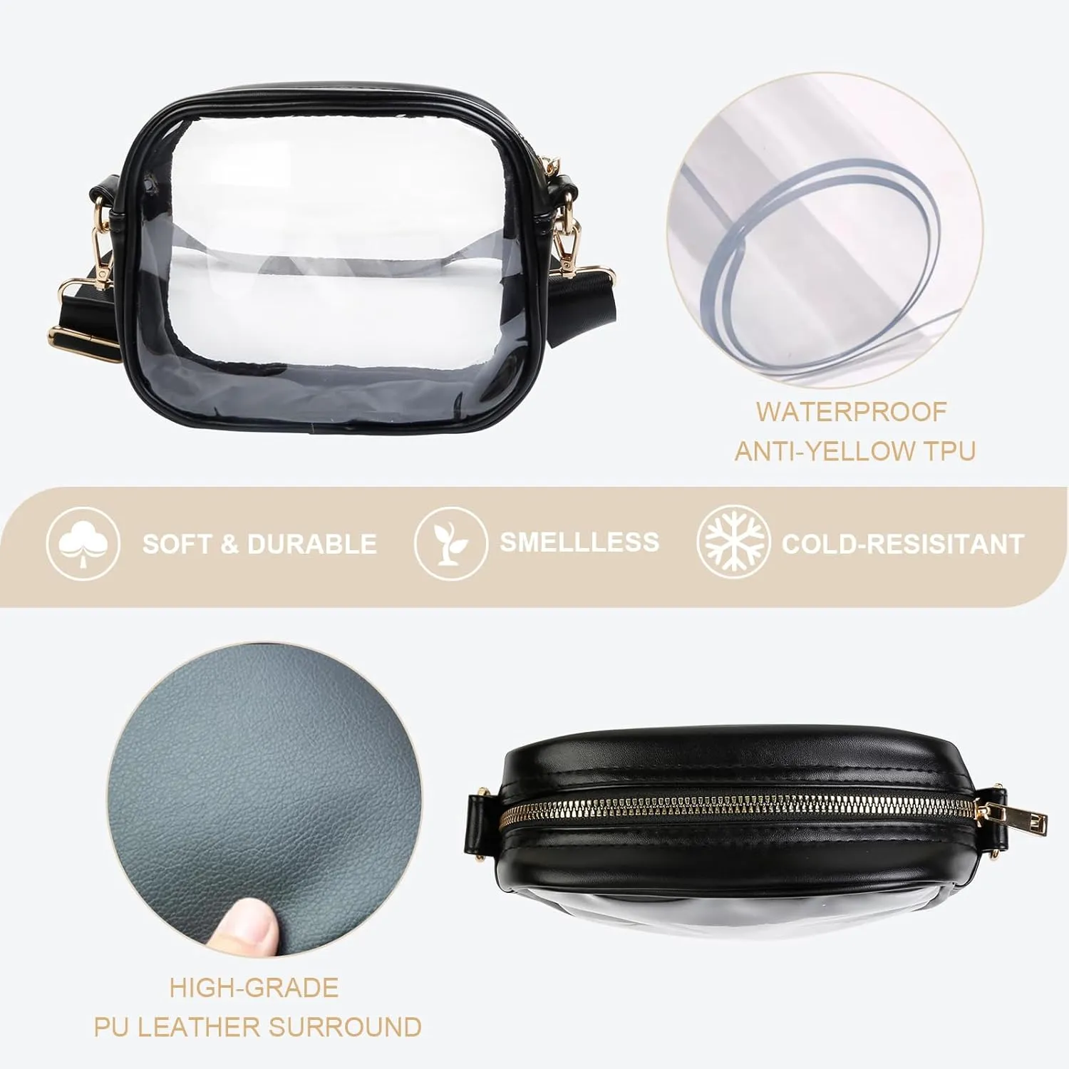 Clear Purses for Women - Crossbody Small Bag, Stadium Approved, Sport Concerts