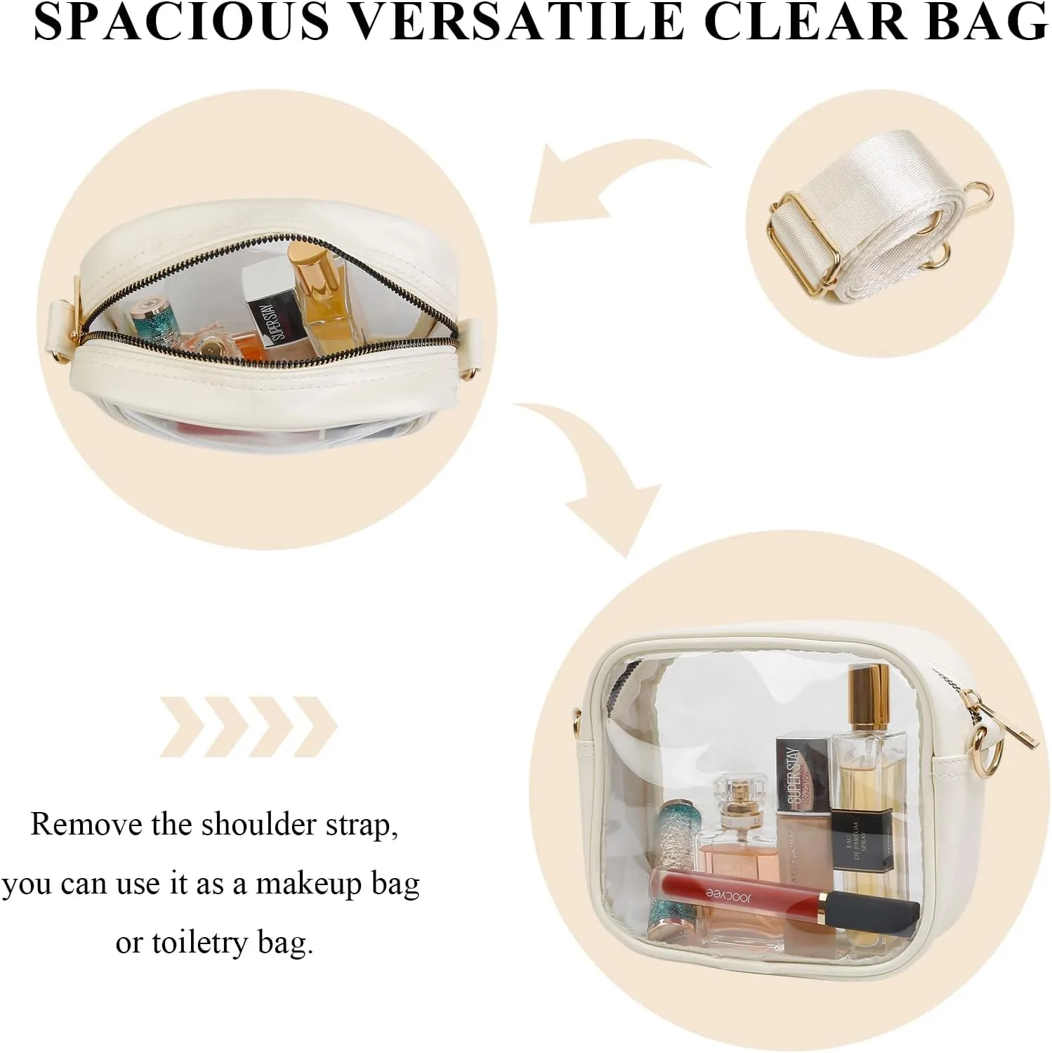 Clear Purses for Women - Crossbody Small Bag, Stadium Approved, Sport Concerts