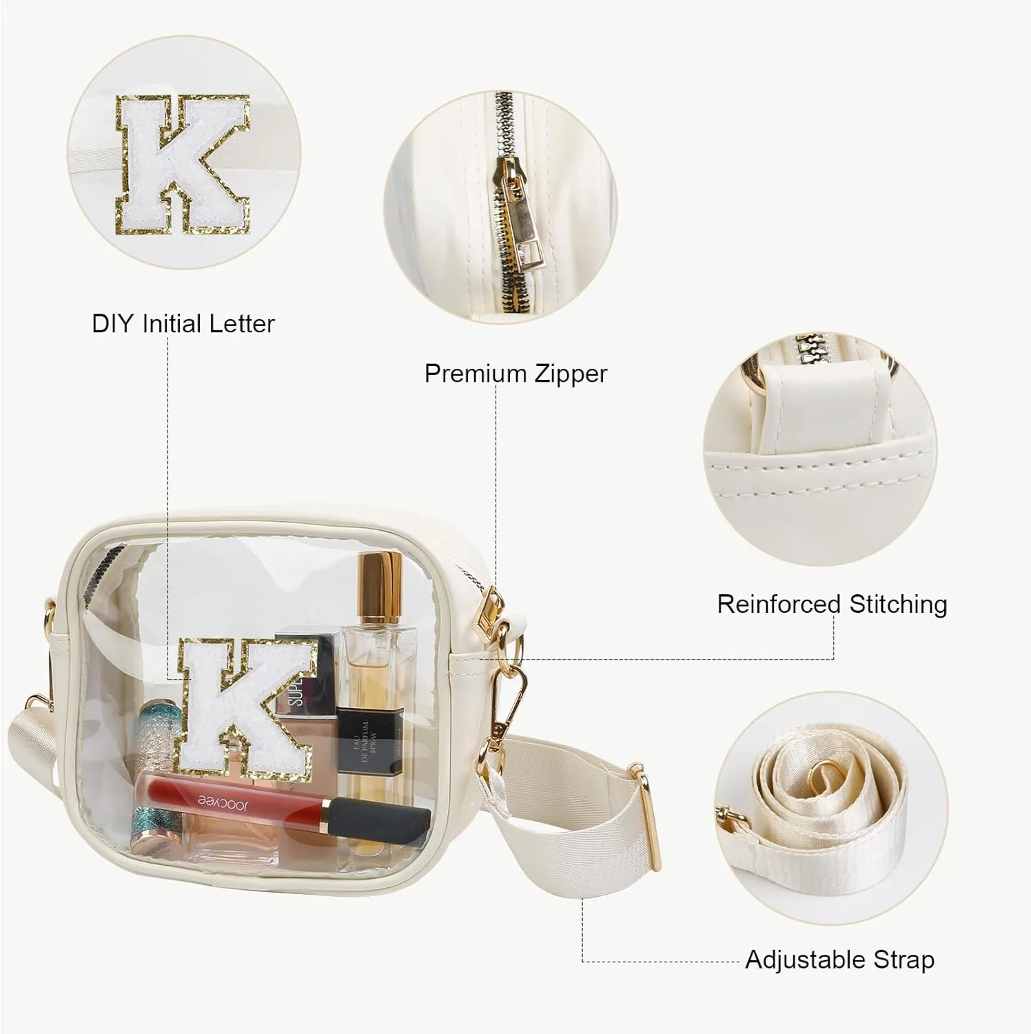 Clear Purses for Women - Crossbody Small Bag, Stadium Approved, Sport Concerts