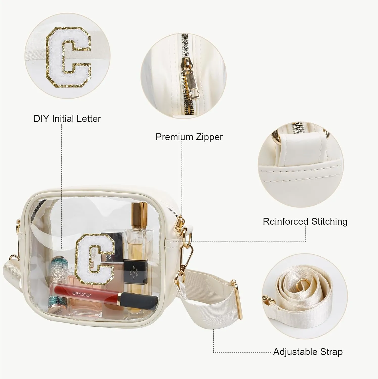Clear Purses for Women - Crossbody Small Bag, Stadium Approved, Sport Concerts