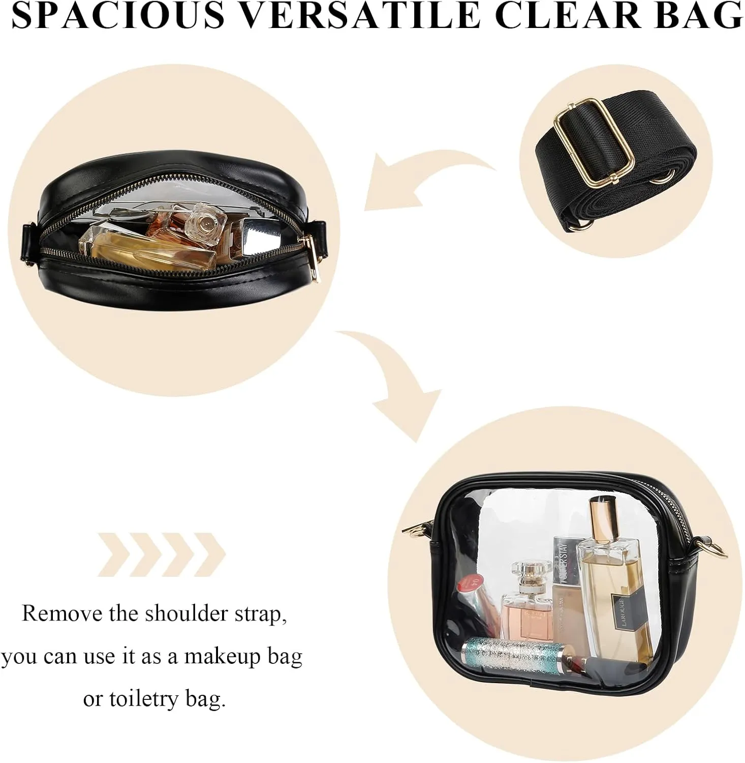Clear Purses for Women - Crossbody Small Bag, Stadium Approved, Sport Concerts
