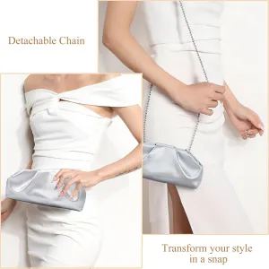 Clutch for Women, Vegan Leather Evening Purse, Soft Pleated PU Clutch Bag for Proms Parties