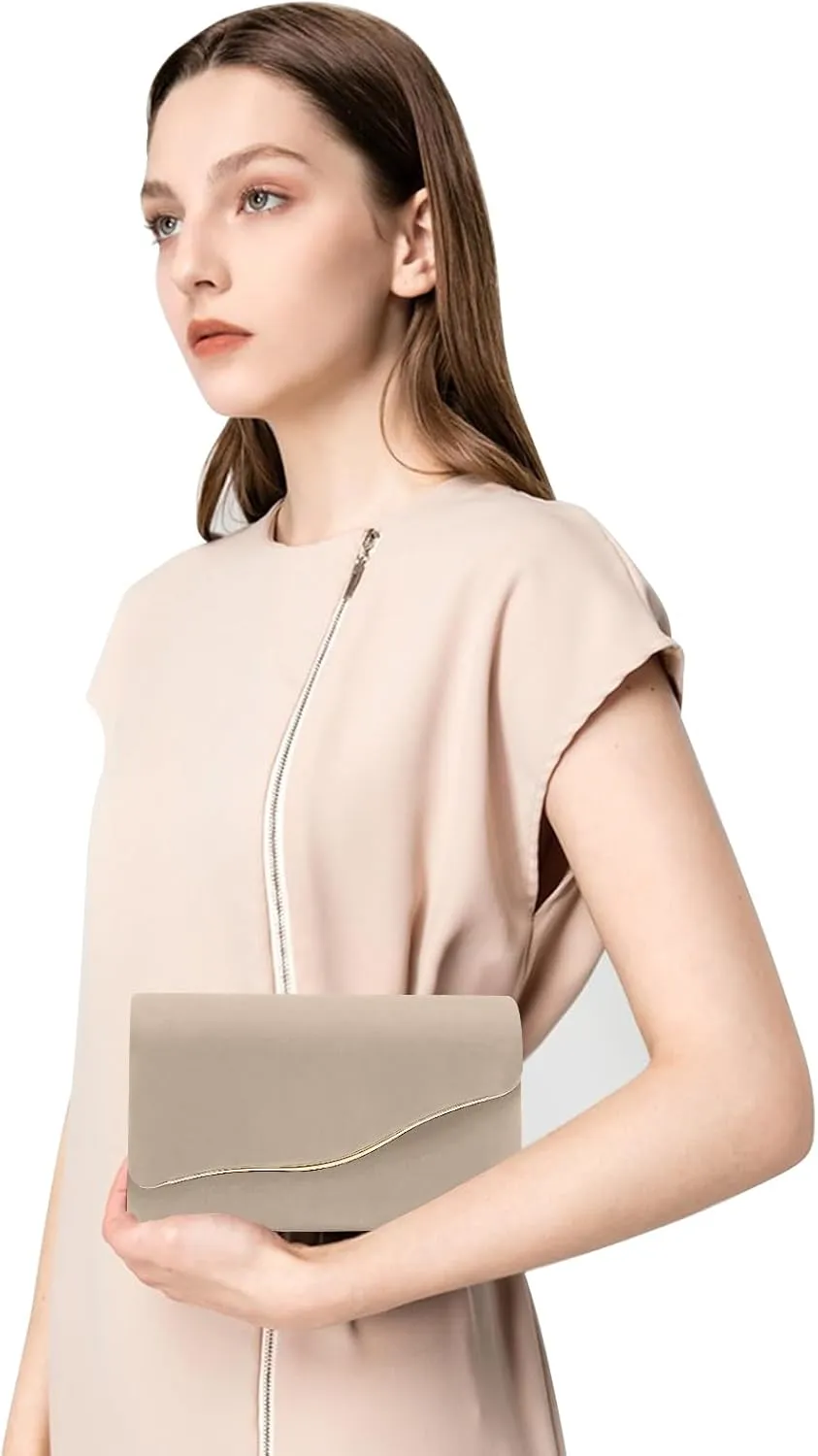 Clutch Purses for Women Evening Bag Faux Suede Formal Party Wedding Cocktail Prom