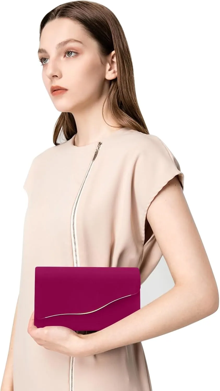 Clutch Purses for Women Evening Bag Faux Suede Formal Party Wedding Cocktail Prom