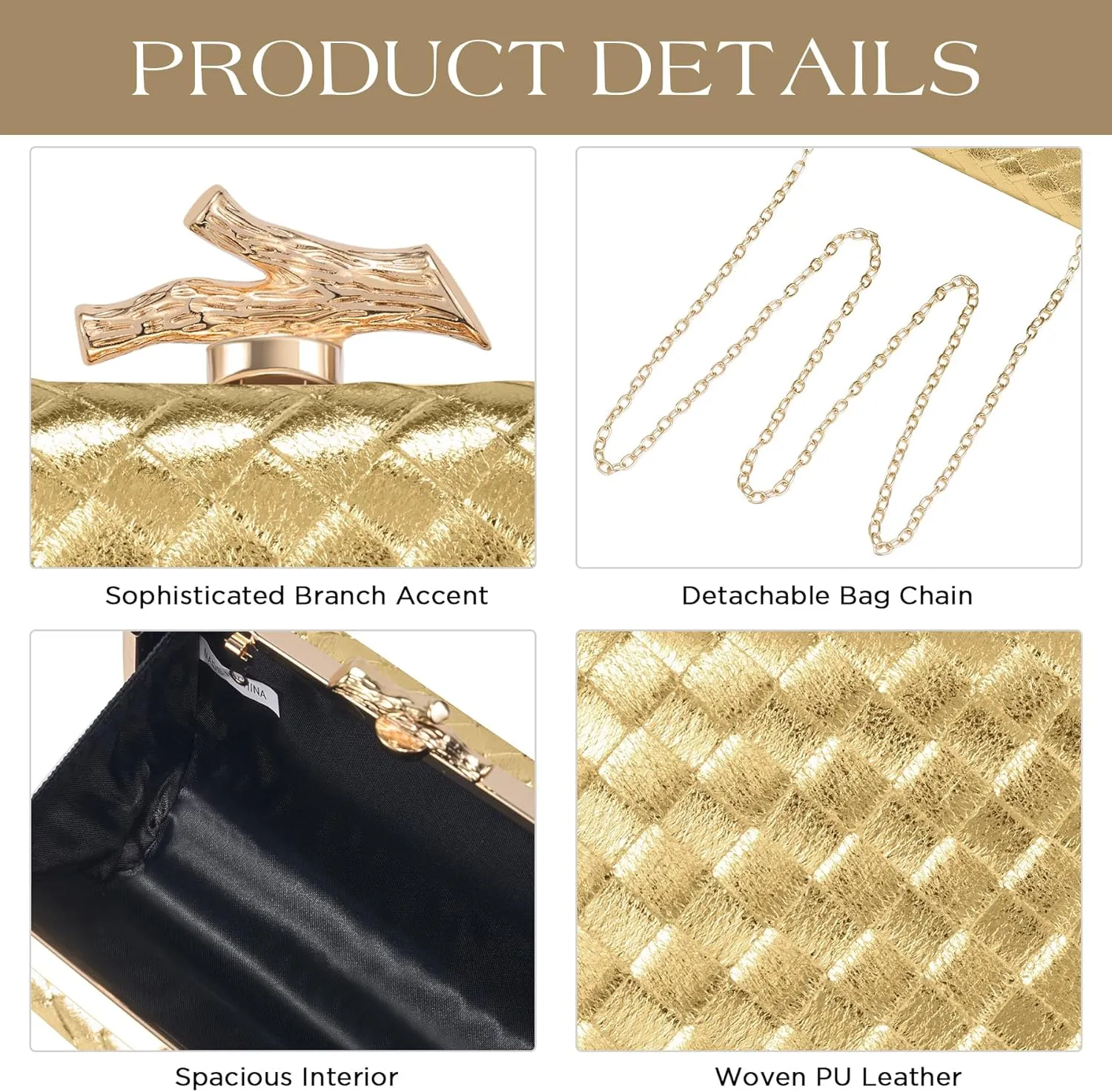 Clutch Purses for Women Evening/Wedding Chic Woven Bag Formal PU Leather Purse Designer Handbags for Women