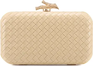 Clutch Purses for Women Evening/Wedding Chic Woven Bag Formal PU Leather Purse Designer Handbags for Women