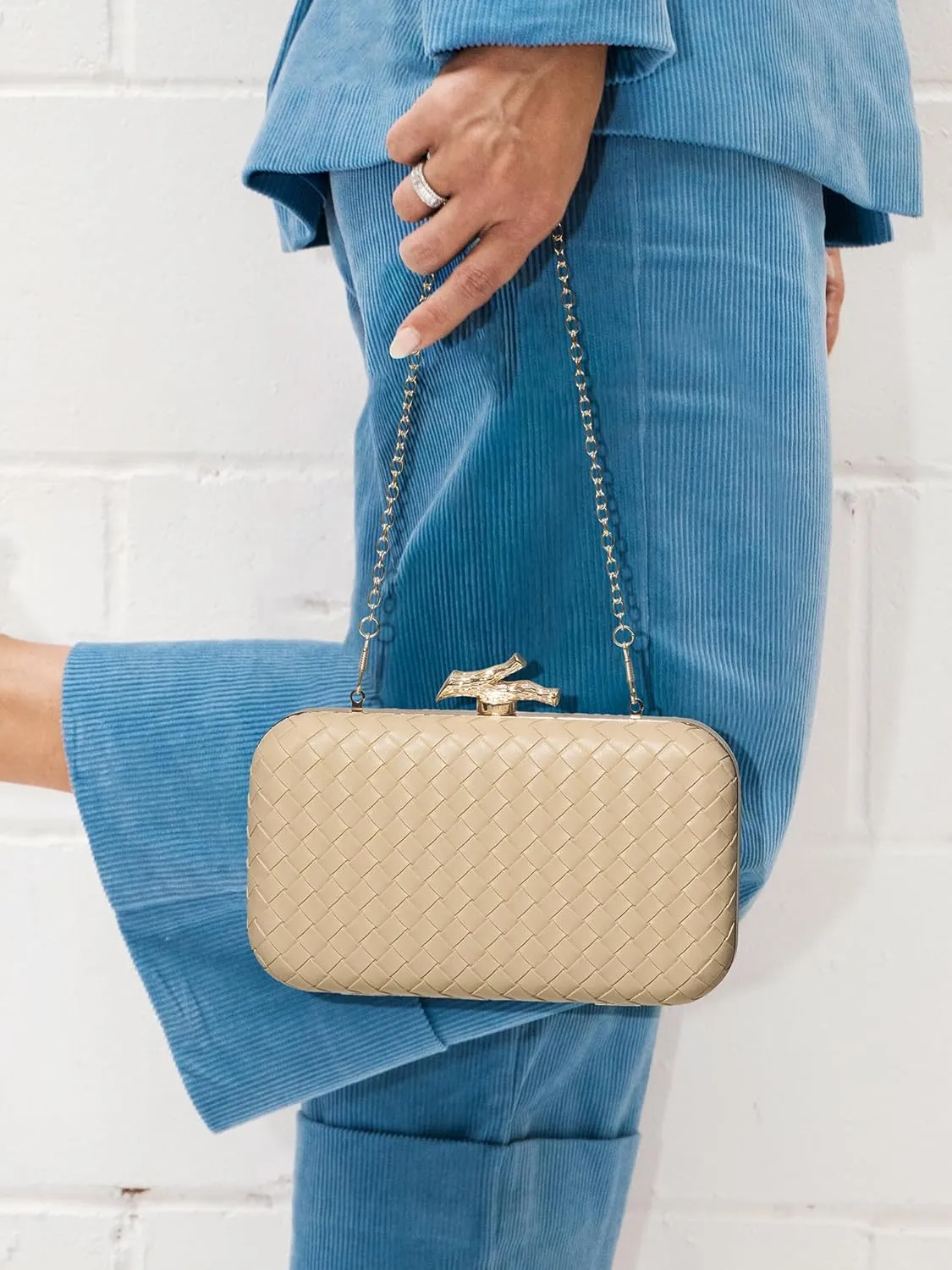 Clutch Purses for Women Evening/Wedding Chic Woven Bag Formal PU Leather Purse Designer Handbags for Women
