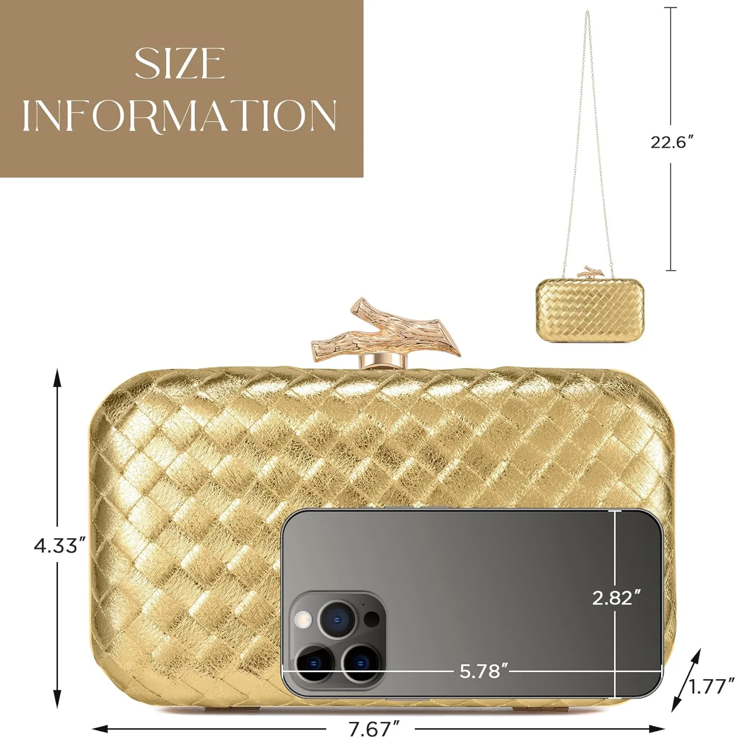 Clutch Purses for Women Evening/Wedding Chic Woven Bag Formal PU Leather Purse Designer Handbags for Women