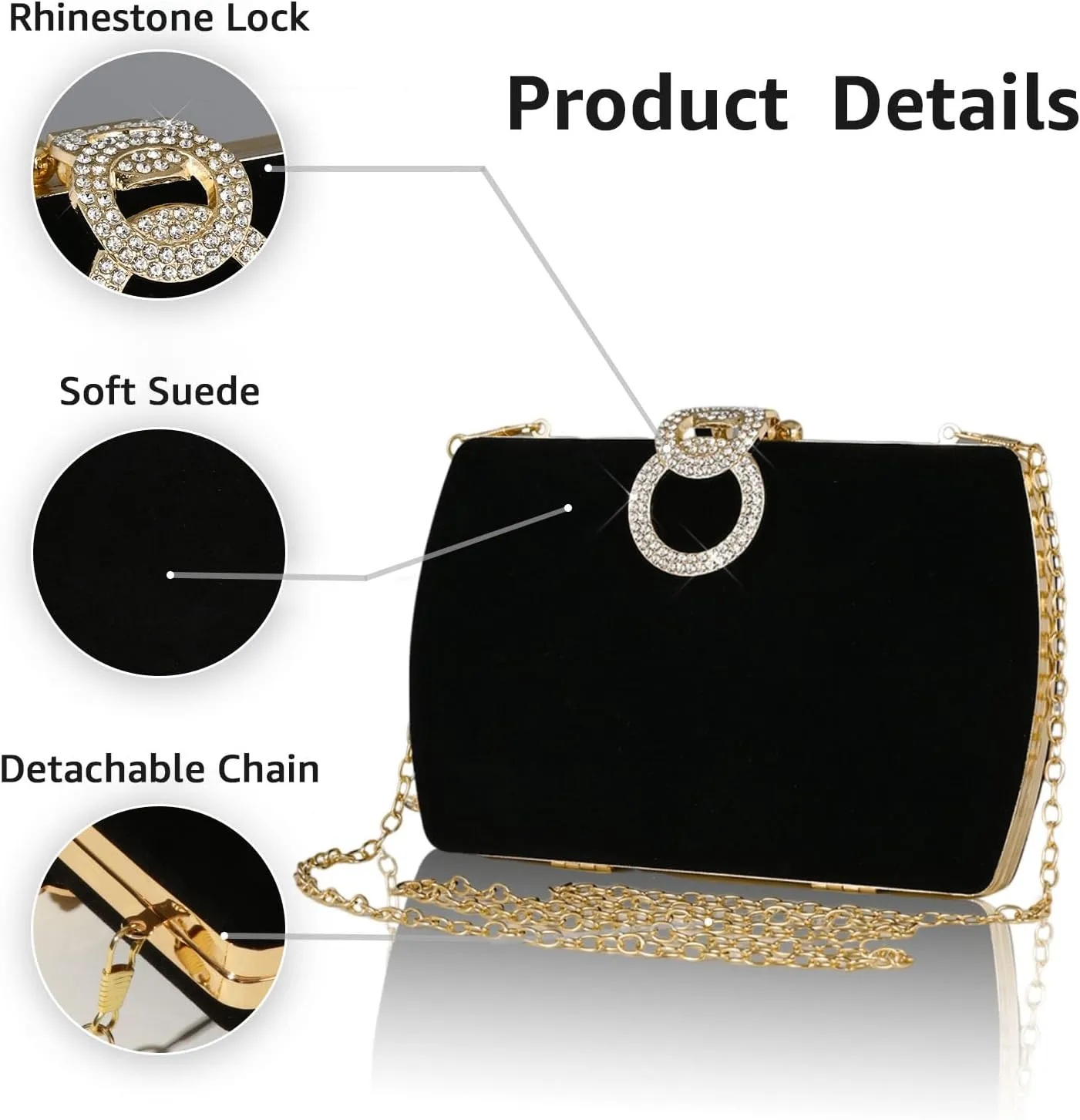 Clutch Purses for Women Formal Evening Bag Handbags for Wedding Party Sparkly Cocktail Clutch Crossbody Shoulder Bag