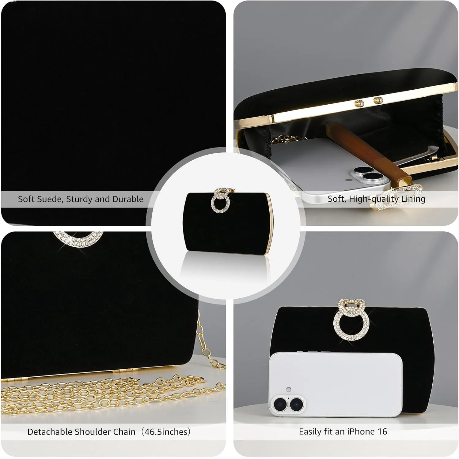 Clutch Purses for Women Formal Evening Bag Handbags for Wedding Party Sparkly Cocktail Clutch Crossbody Shoulder Bag