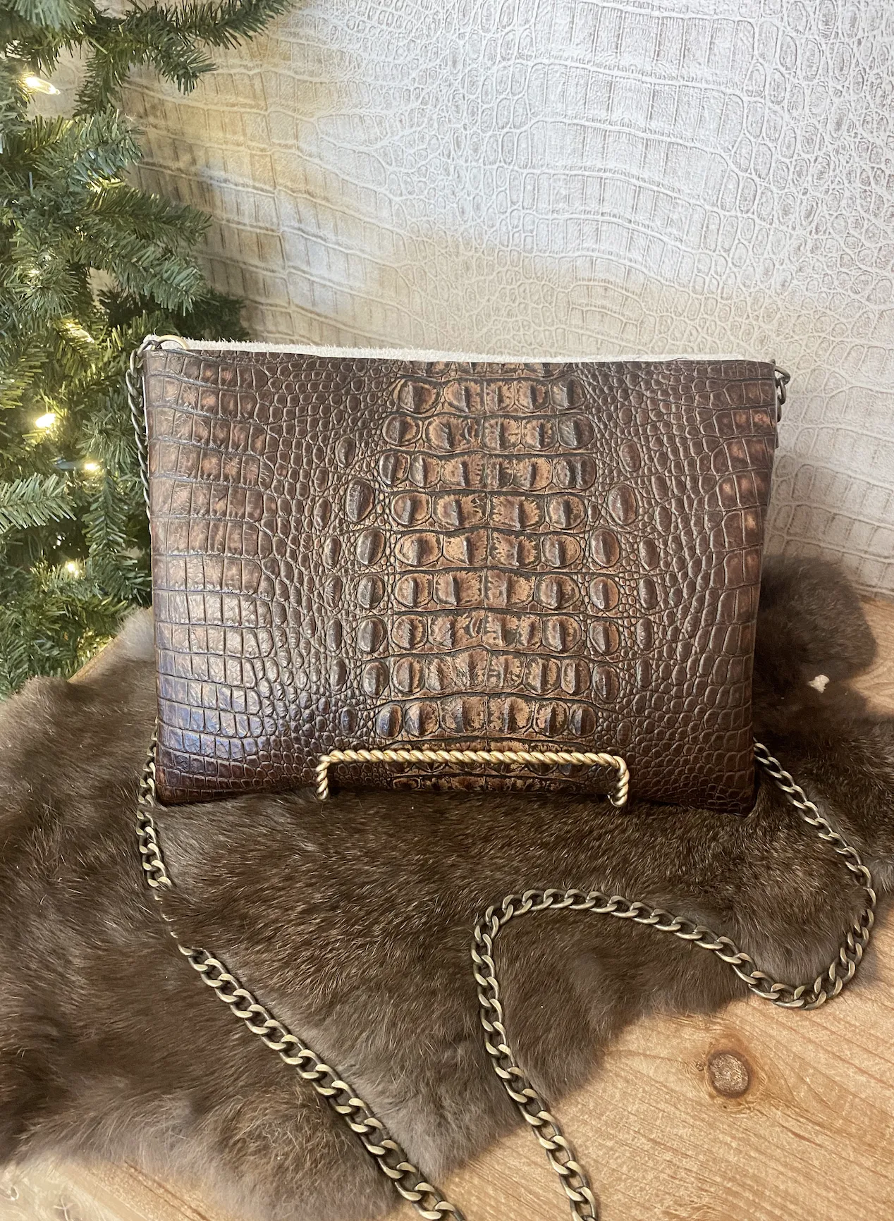 Coco Croc with Brindle Flap Clutch/Crossbody