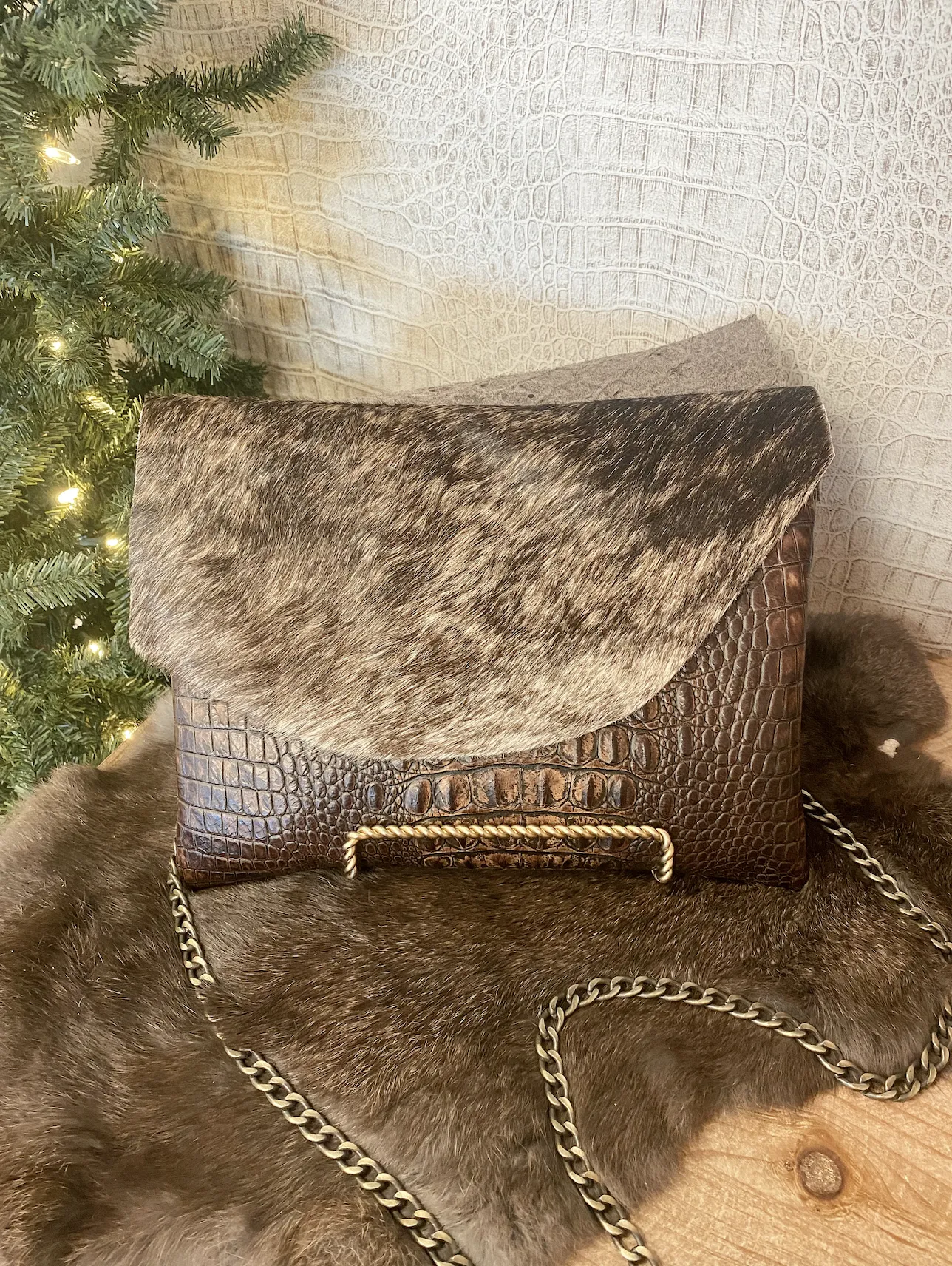 Coco Croc with Brindle Flap Clutch/Crossbody