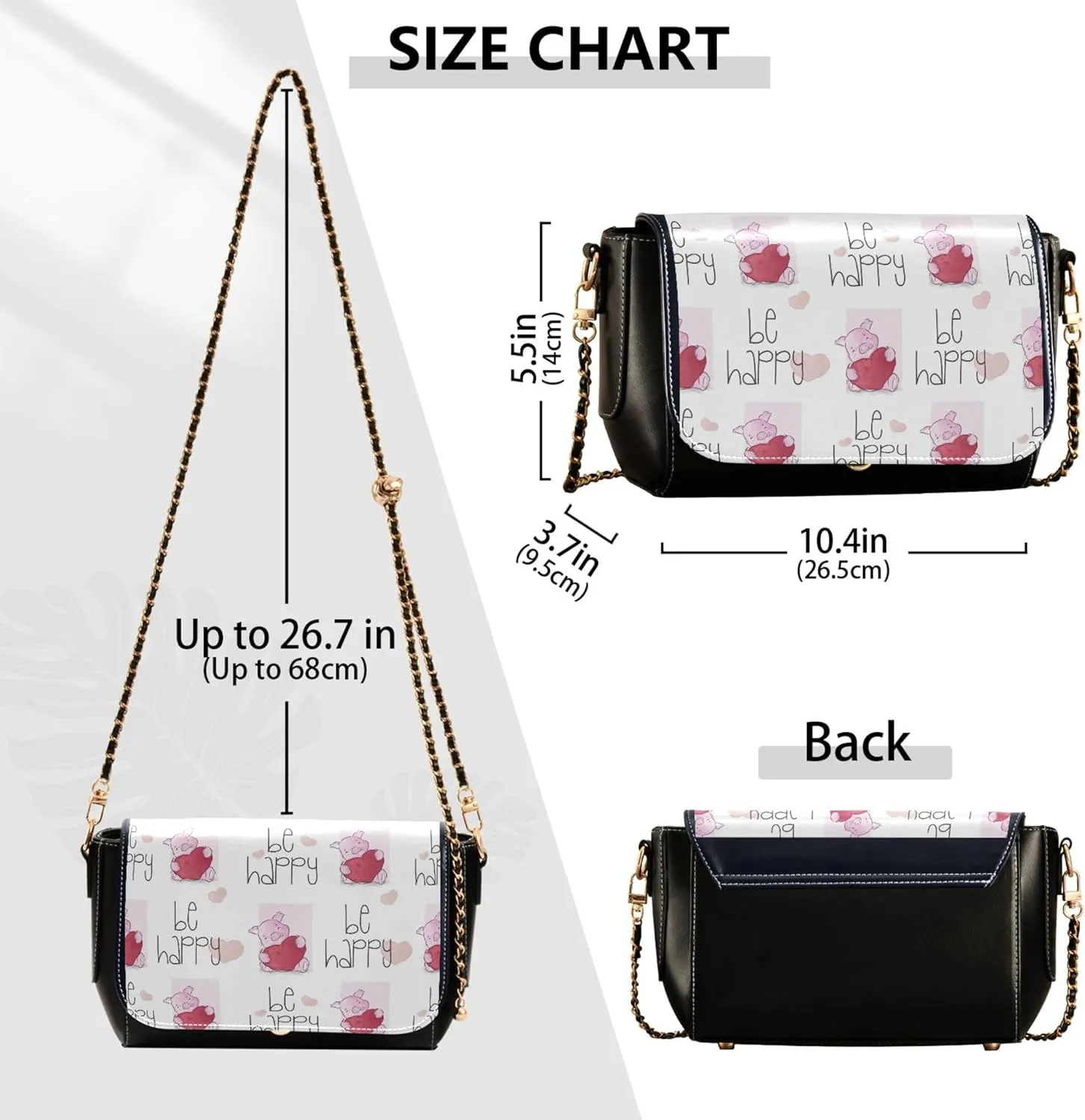 Colorful Shoulder Leather Bags, Tropical Flamingos Zebra Crossbody Purses for Women Fashion Handbag with Chain Strap