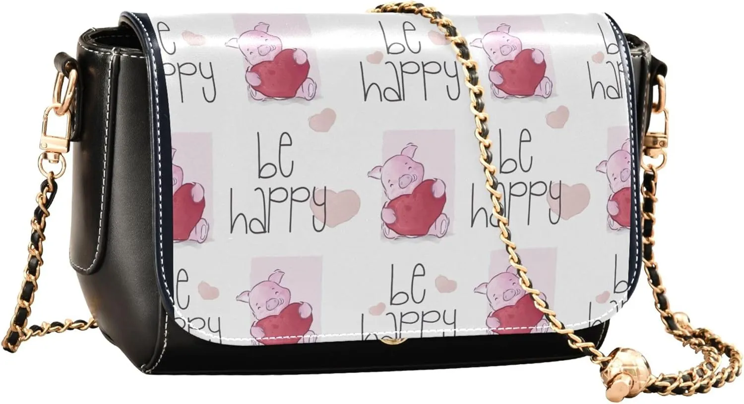 Colorful Shoulder Leather Bags, Tropical Flamingos Zebra Crossbody Purses for Women Fashion Handbag with Chain Strap