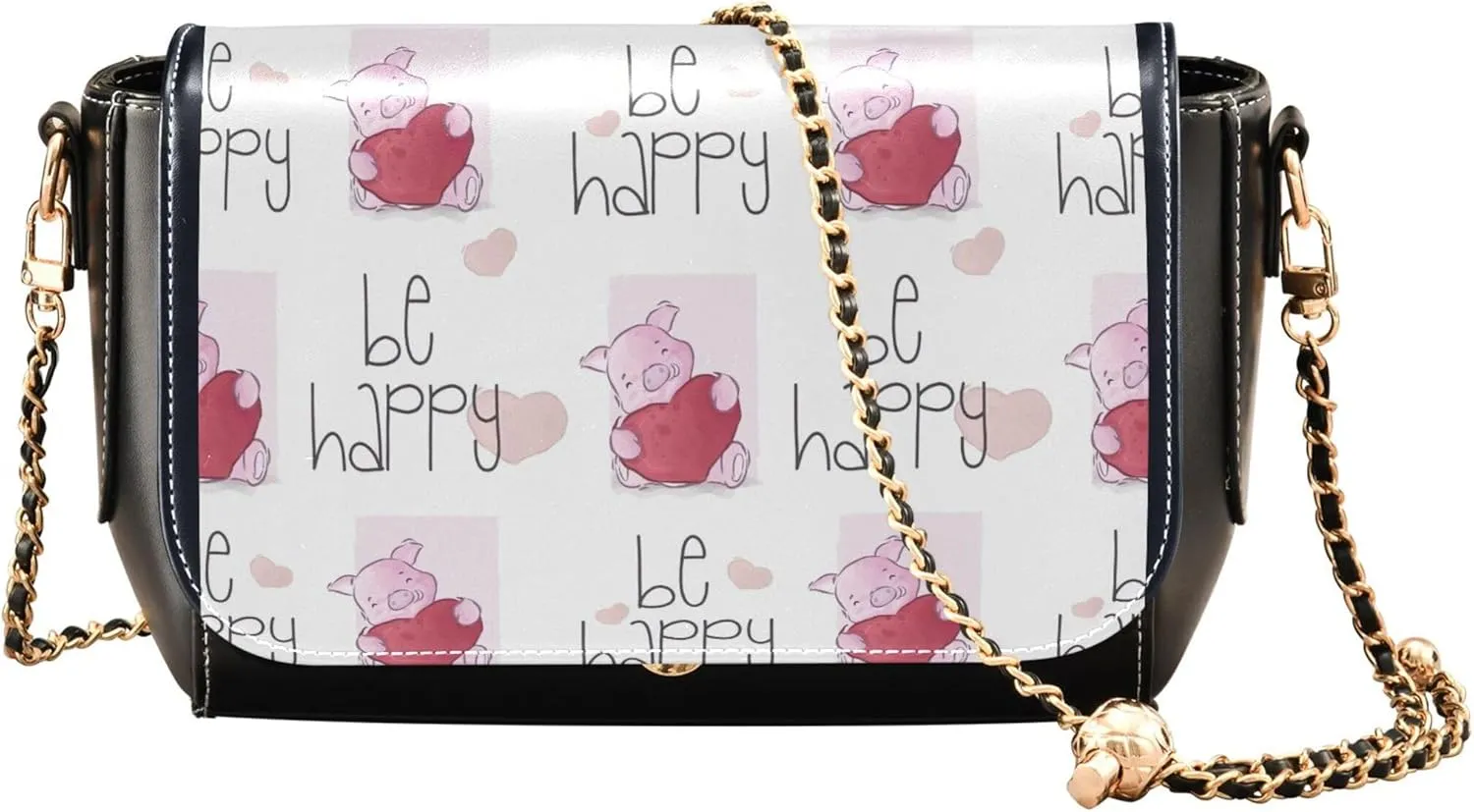 Colorful Shoulder Leather Bags, Tropical Flamingos Zebra Crossbody Purses for Women Fashion Handbag with Chain Strap