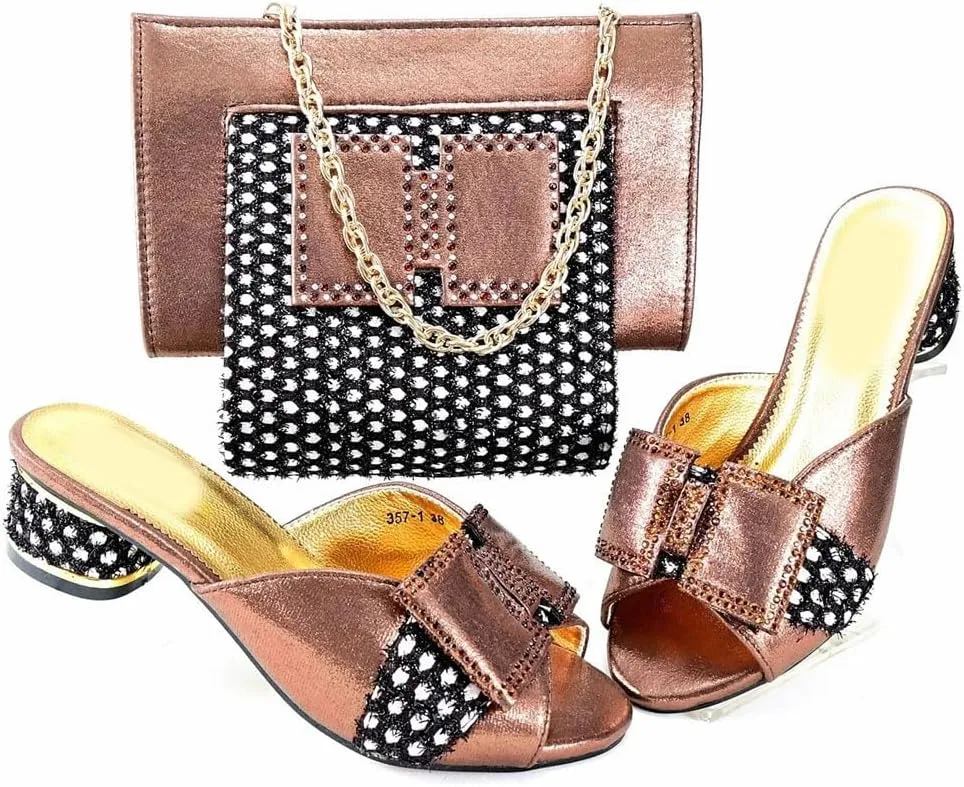 Convertible Rhinestone Bridal Set African Heels with 3 Way Clutch Italian Crafted System