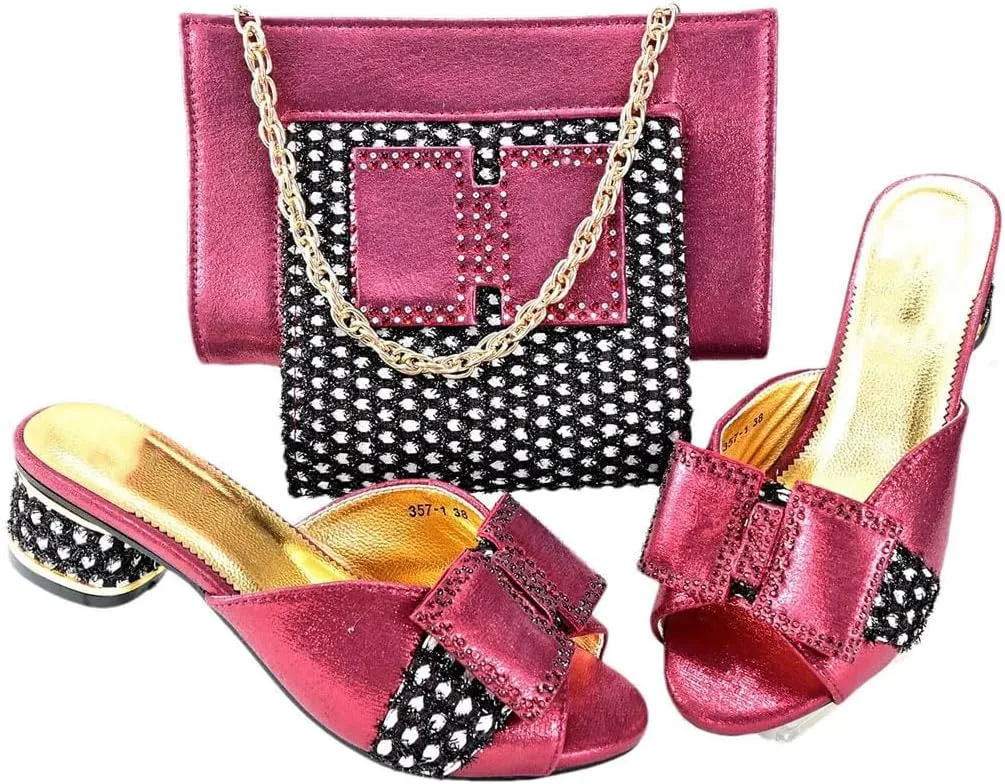 Convertible Rhinestone Bridal Set African Heels with 3 Way Clutch Italian Crafted System
