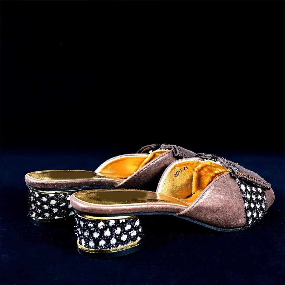 Convertible Rhinestone Bridal Set African Heels with 3 Way Clutch Italian Crafted System