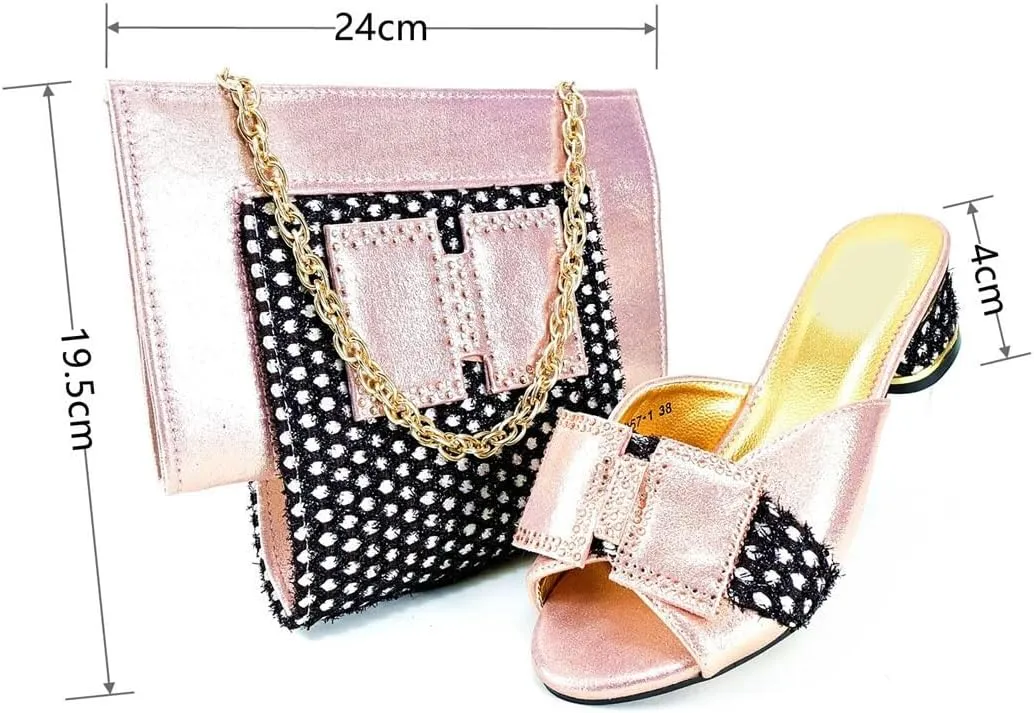 Convertible Rhinestone Bridal Set African Heels with 3 Way Clutch Italian Crafted System