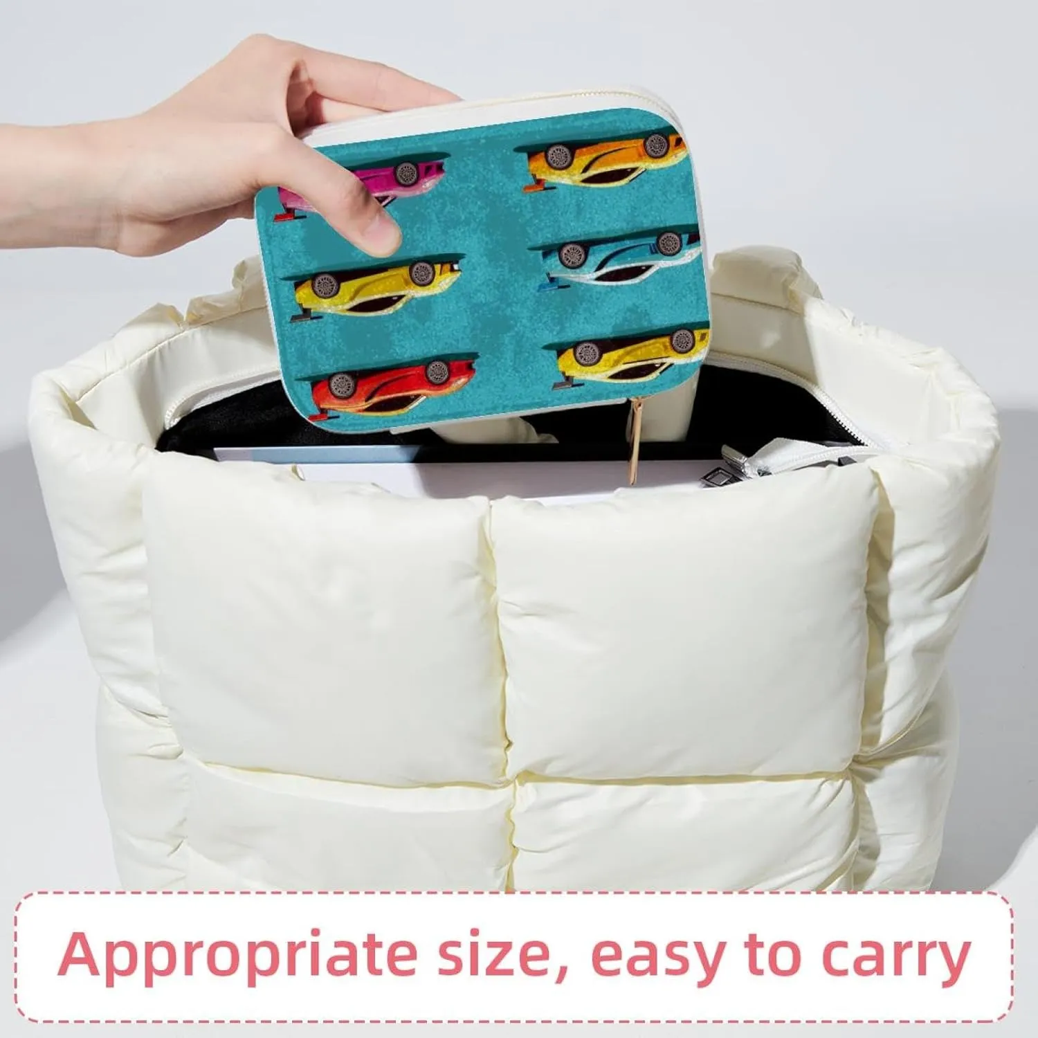 Cool Race Cars Bright Pattern Travel Jewelry Box, Portable Travel Display Case Storage Holder Boxes for Stud Earrings, Rings, Necklaces, Bracelets