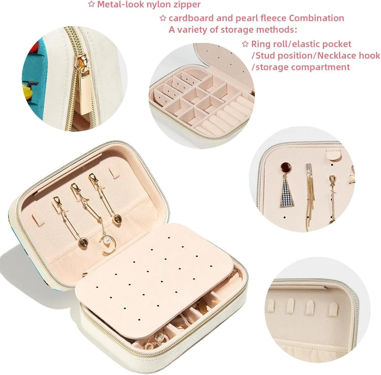 Cool Race Cars Bright Pattern Travel Jewelry Box, Portable Travel Display Case Storage Holder Boxes for Stud Earrings, Rings, Necklaces, Bracelets