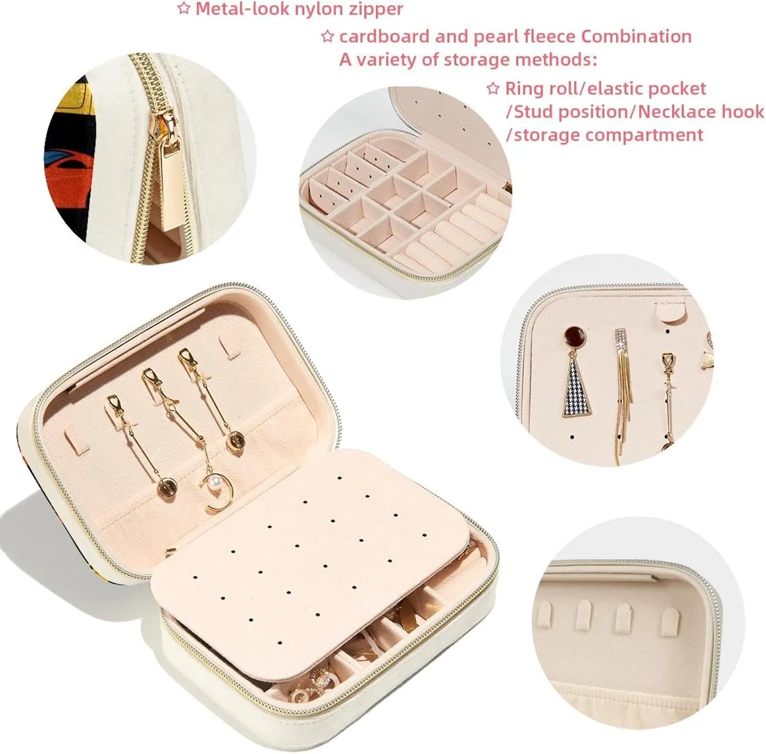 Cool Race Cars Seamless Pattern Jewelry Box Necklace Ring Storage Organizer, PU Leather Jewelry case Portable Travel Jewelry Organizer for Women Girls