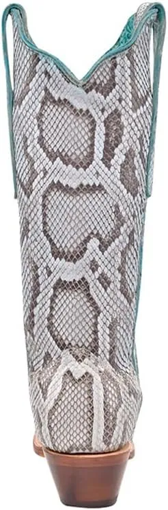 CORRAL LADIE'S BABY BLUE FULL PYTHON, LEATHER SOLE, PYTHON M LEATHER, WESTERN BOOT, A4570