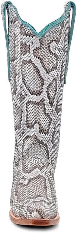 CORRAL LADIE'S BABY BLUE FULL PYTHON, LEATHER SOLE, PYTHON M LEATHER, WESTERN BOOT, A4570