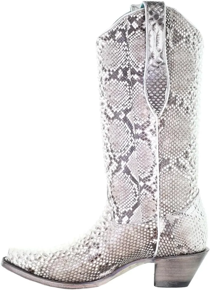 CORRAL LADIE'S NATURAL PYTHON, SNIP TOE, LEATHER SOLE, WESTERN, A3798