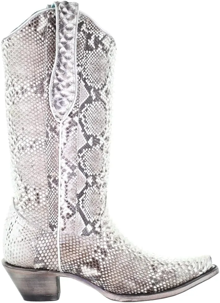 CORRAL LADIE'S NATURAL PYTHON, SNIP TOE, LEATHER SOLE, WESTERN, A3798