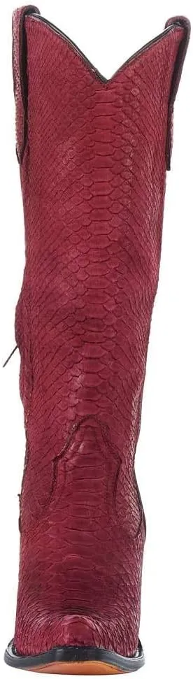 CORRAL LADIE'S RED PYTHON TALL TOP FULL EXOTIC, SNIP TOE, LEATHER SOLE, WESTERN, A4194