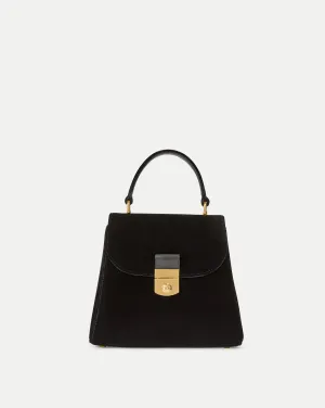 Crest Lock Velvet Top Handle Bag