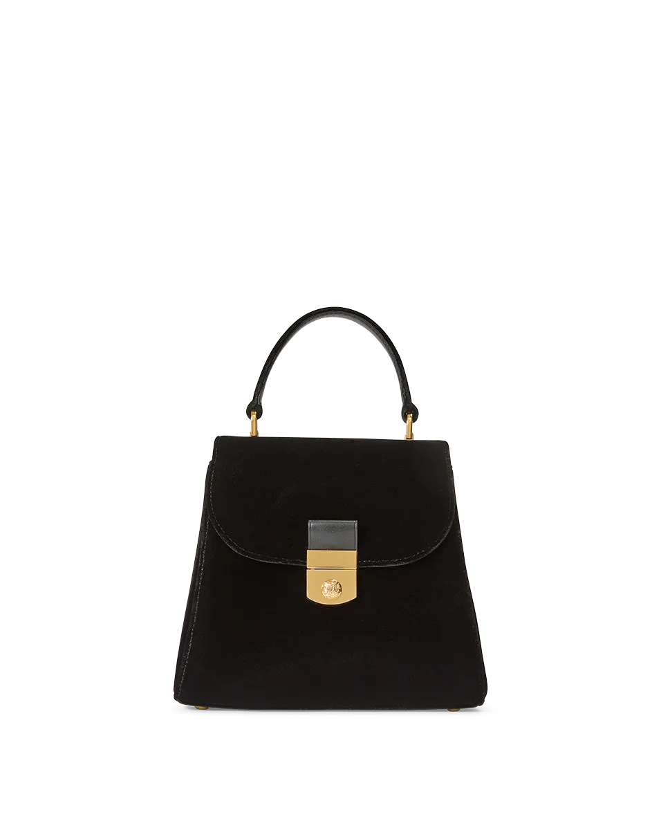 Crest Lock Velvet Top Handle Bag