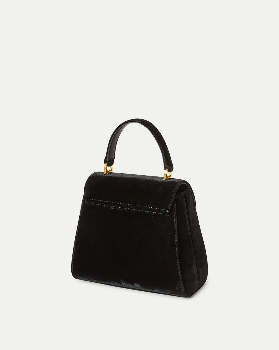 Crest Lock Velvet Top Handle Bag