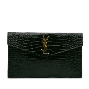 Croc Embossed Leather Uptown Pouch