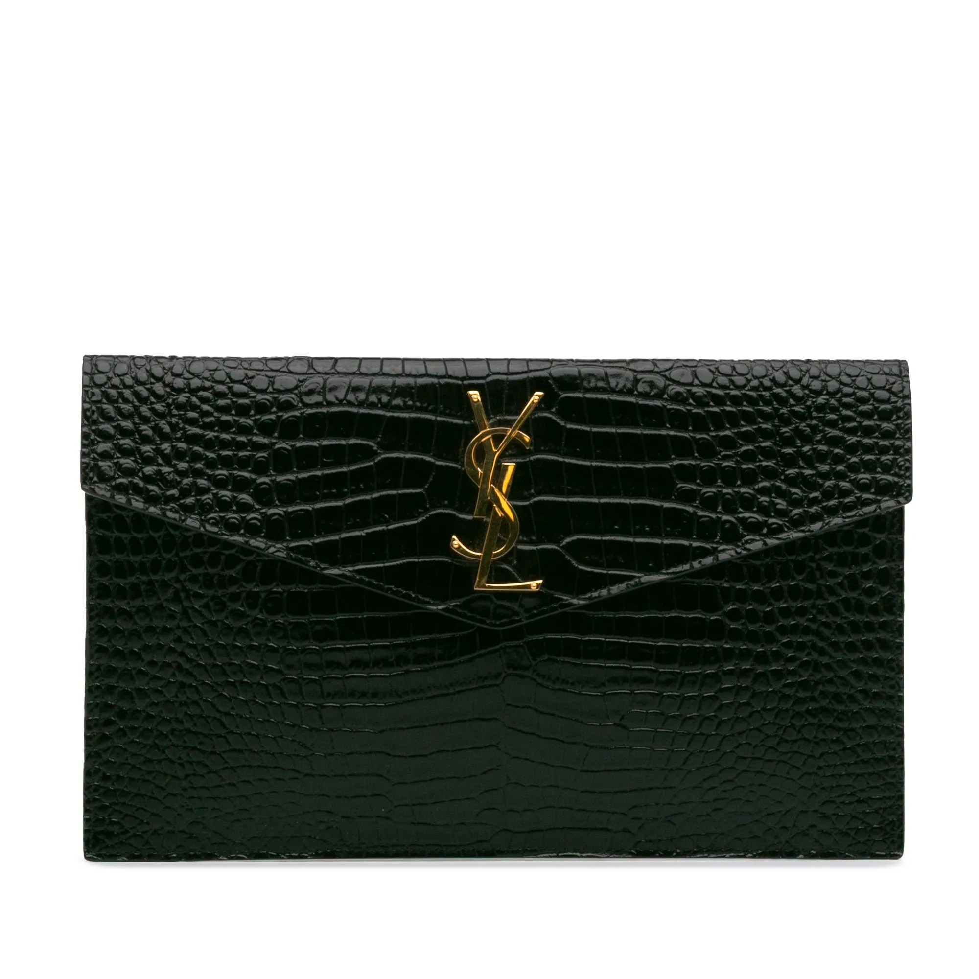 Croc Embossed Leather Uptown Pouch