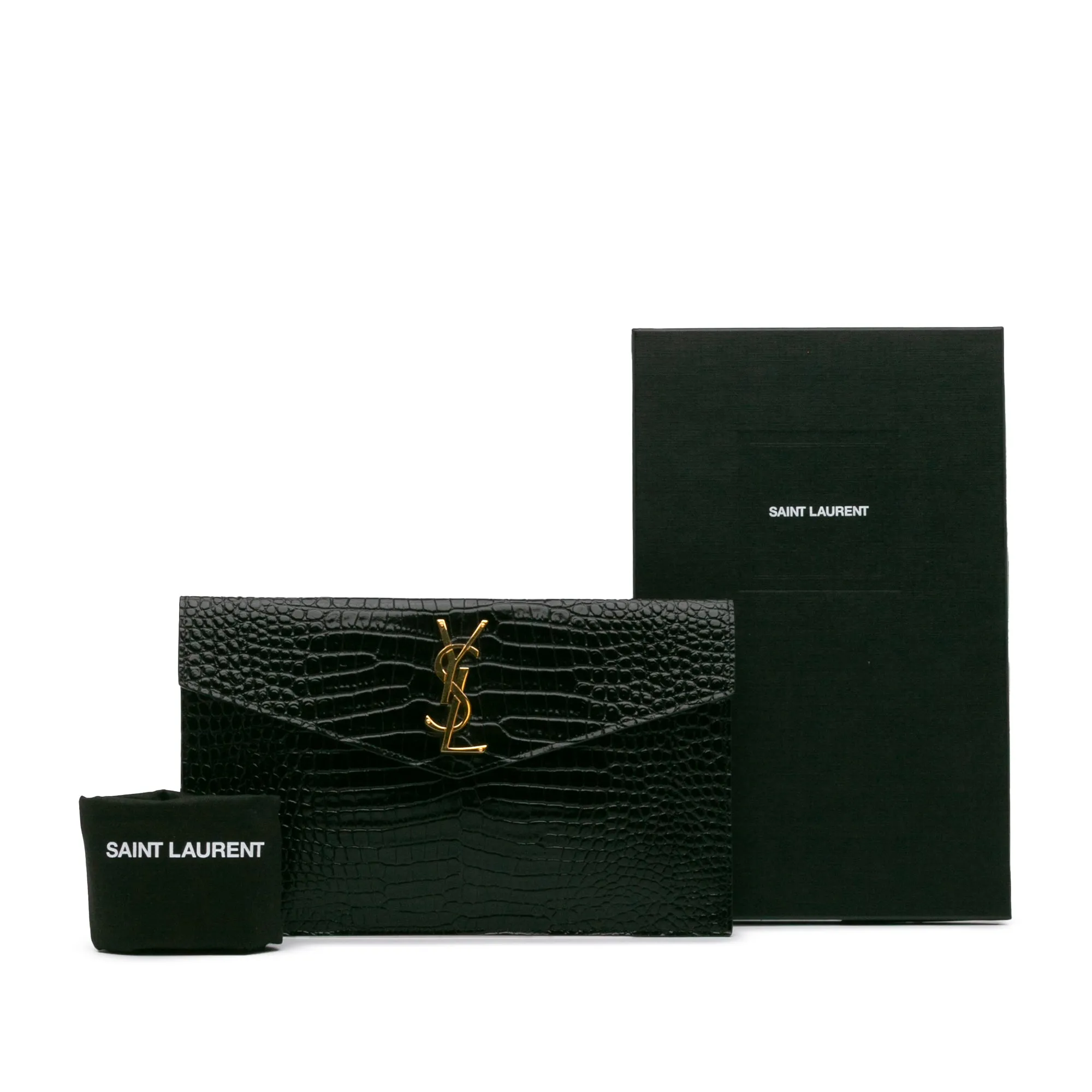 Croc Embossed Leather Uptown Pouch