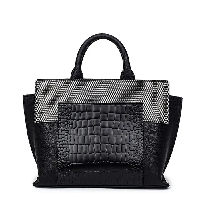 Crocodile Embossed Wing Satchel