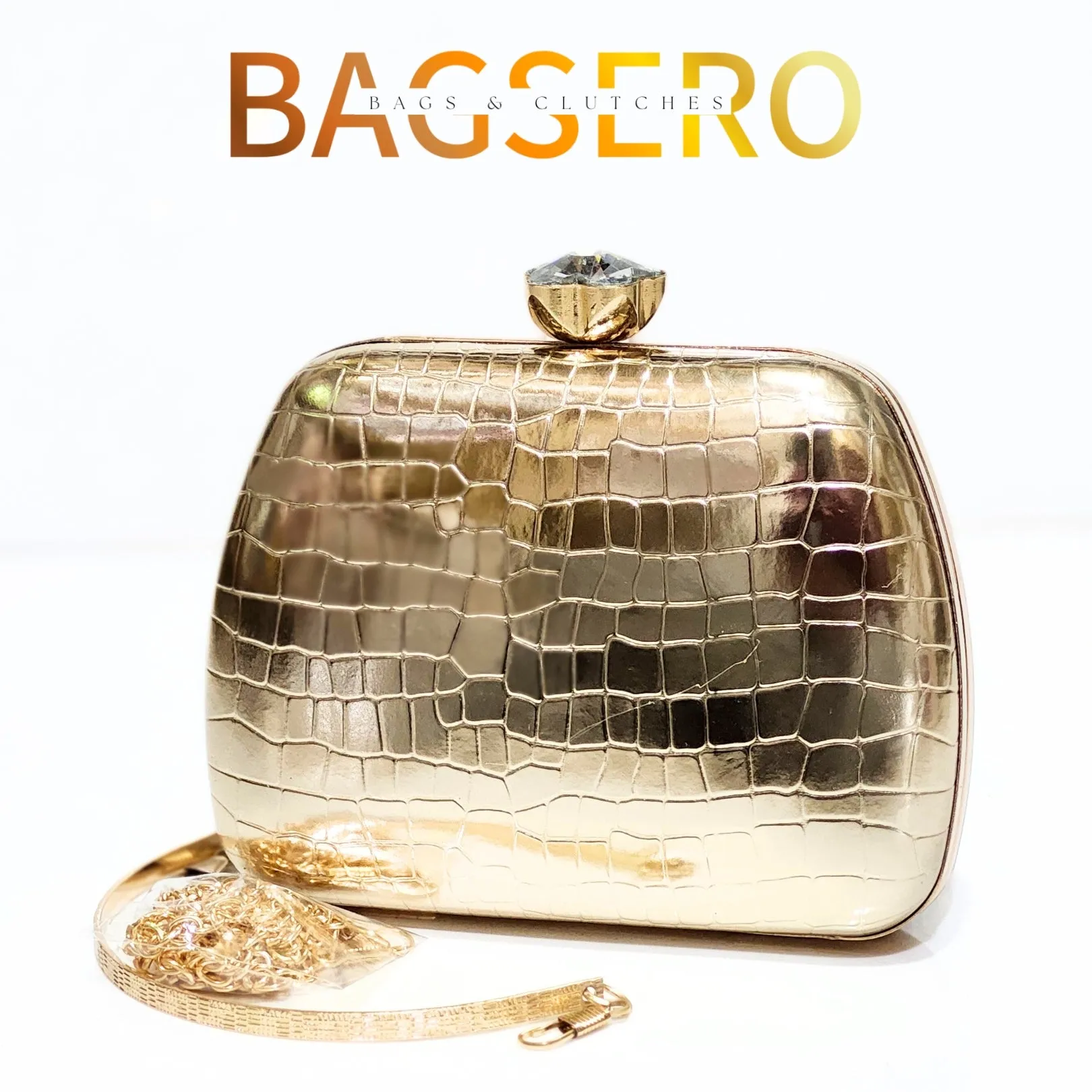 CrocoShine Clutch