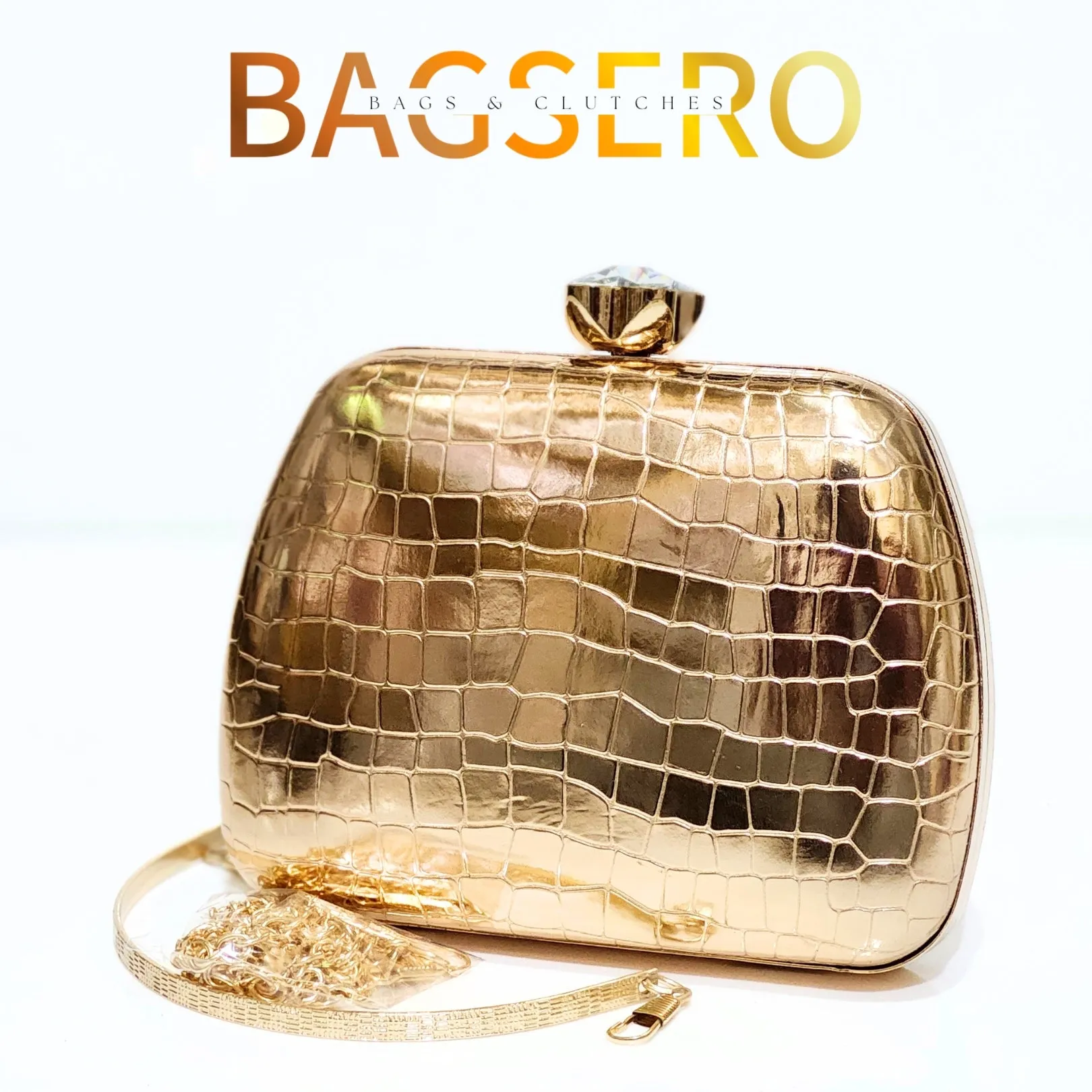 CrocoShine Clutch