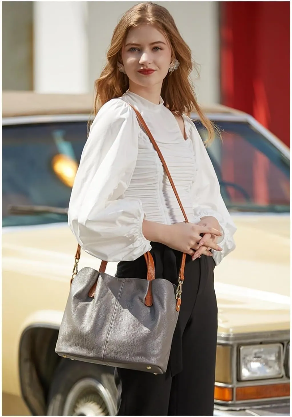 Crossbody Bags Top Handle Soft Tote Shoulder Genuine Leather Purses Handbags for Women