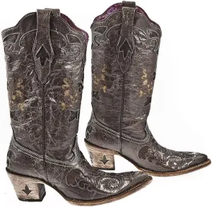 Cuadra Cowgirl Womens Boots Cowhide and Python Leather - Handmade - Sizes from 6 to 10 (8 B(M) US, Baby Blue Brown)