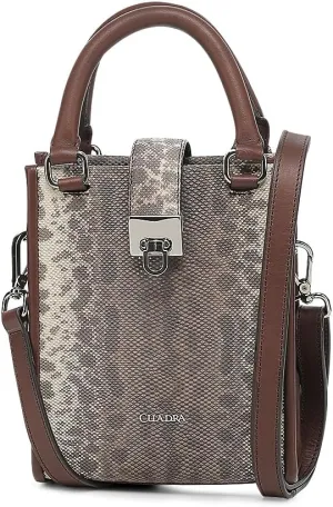 CUADRA | Elegant Women's Mini Tote in Python Skin with Genuine Crystals and Detachable Handle BOD2QKA Natural