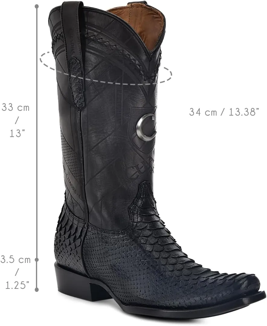 Cuadra Men's Cowboy Boot in Genuine Python Leather and Bovine Leather Blue 1J2FPH