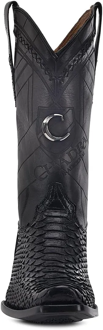 Cuadra Men's Cowboy Boot in Genuine Python Leather and Bovine Leather Blue 1J2FPH