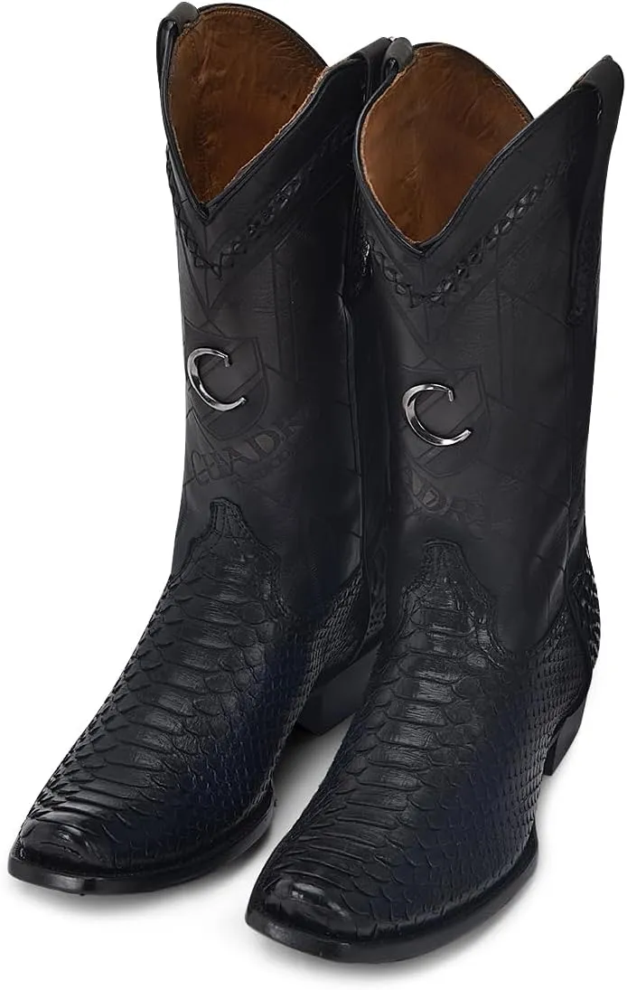 Cuadra Men's Cowboy Boot in Genuine Python Leather and Bovine Leather Blue 1J2FPH