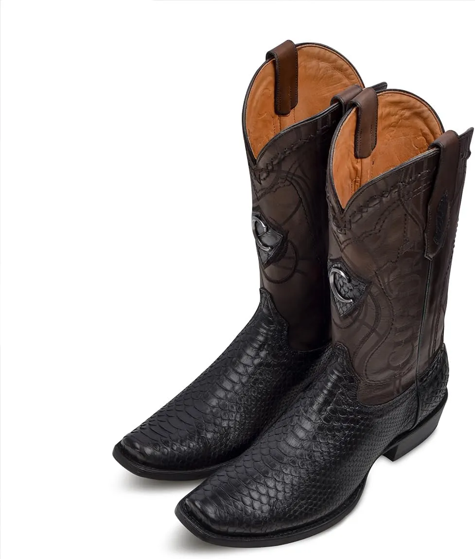Cuadra Men's Western Boot in Genuine PythonLeather Black 1J1NPH