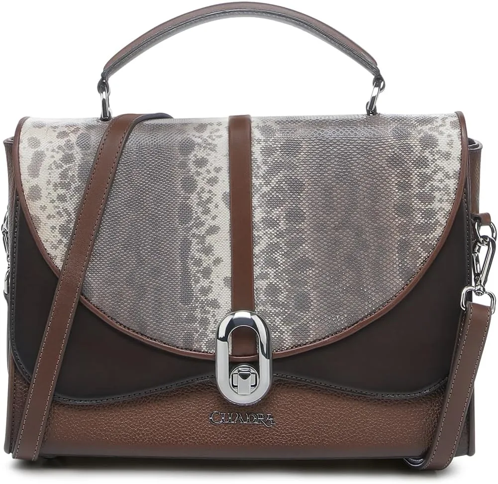 CUADRA | Women's Genuine Carunga Python Leather Bag with Top Handle and Adjustable Strap