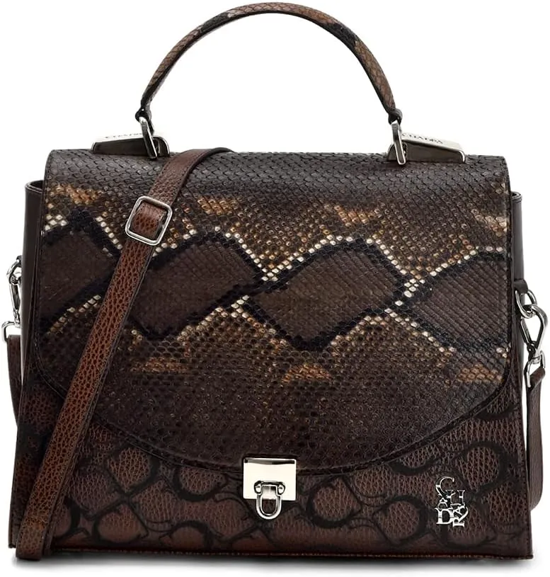 Cuadra Women's Handbag in Genuine Python Leather Brown BOD95PH