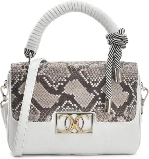 Cuadra Women's Satchel Bag in Genuine Python Leather BOD0IPH White
